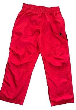 Starter Boys Red Track Pants With Black Side Stripes Size Medium